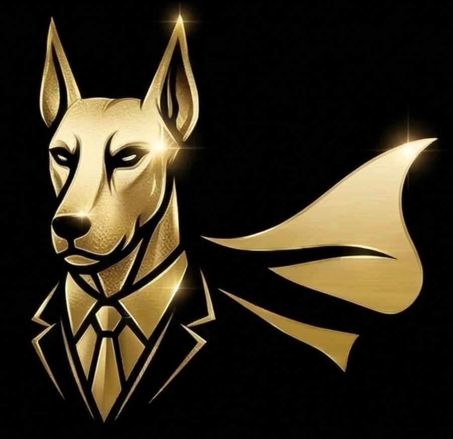 El Perro de Perales Legal — dóberman dorado de traje y capa